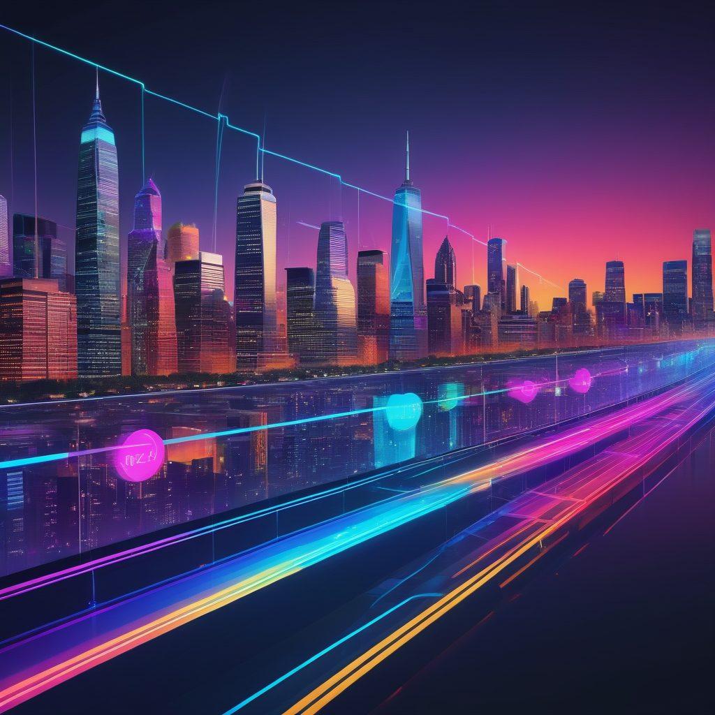 A visually engaging digital timeline showcasing a vibrant progression of events, each event represented by unique icons and colors, weaving a narrative thread through a modern cityscape. Incorporate elements like animated speech bubbles and audience interaction symbols to highlight engagement. The background features a blend of technology and creativity. super-realistic. vibrant colors. 3D.